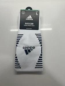 Adidas Soccer Team Speed Soccer Socks White Gray Blue Size L Men’s 9-13 1 Pair - Picture 1 of 2