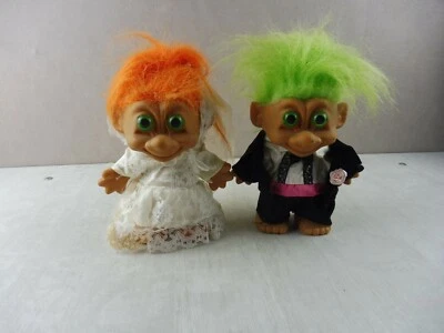 Paire de poupées / figurines, Trolls mariés, vintage, China - Photo 1/4