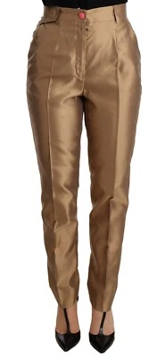 Dolce & Gabbana Pantalones Oro Metálico Seda Cónico Pantalón IT36/ US2/ XS - Imagen 1 de 4