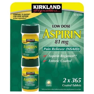 Kirkland Signature Low Dose Aspirin 81mg 365 Count 2 Pack Exp: 01/27 - Picture 1 of 2