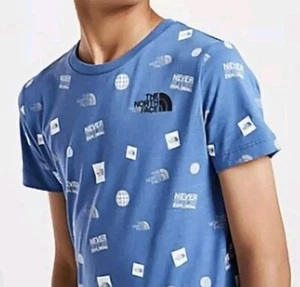 The North Face Teens Short-sleeved Never Stop Exploring Graphic Tee In Blue Med. - Picture 1 of 5