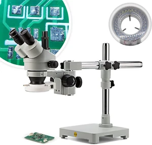 S7 7X-45X Trinocular Stereo Microscope with Wide-Field 10X Eyepieces,0.7X-4.5X Z - Picture 1 of 7