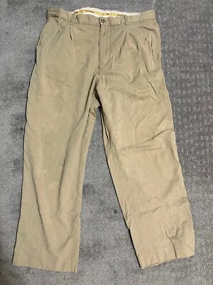 Vintage Tommy Bahama Pleated Pants Mens 34x26 100% Silk Relaxed Fit Beige Khaki - Image 1 of 4