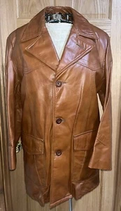 Vintage MCM Retro Herren Field & Stream Ganzjahres Leder Mantel Jacke Kunstfell Gr. 40 - Bild 1 von 23