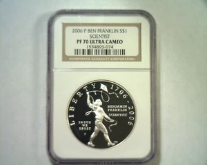 2006 P $1 BEN FRANKLIN SCIENTIST SILVER NGC PF 70 ULTRA CAMEO PREMIUM QUALITY PQ - Picture 1 of 2