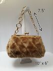 Vintage Gold Evening Purse | Furry Gold Material | Unbranded