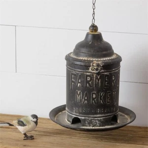 Alimentador de aves Farmers Market metal rústico negro 11" decoración de granja - Imagen 1 de 1