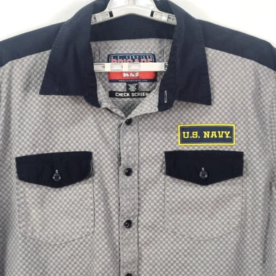 K&S Men's 2XL Shirt US Services Brigade U.S. Navy Grey/Black Check Short Sleeve - Image 1 of 4