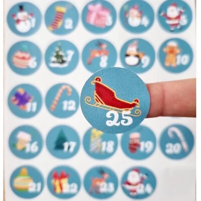 ESKVINYL 25 Christmas DIY Advent Calendar Number Holly Candy Cane Stickers Labels Holly