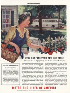 1943 Motor Bus Lines America: Not Forgetting You Mrs Jones anuncio impreso vintage - Imagen 1 de 1