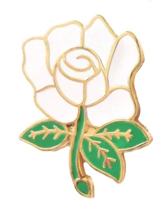 Hybrid Tea Rose White Pin Badge - Picture 1 of 3