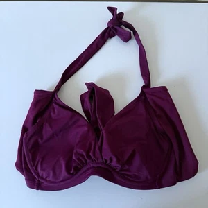 Athleta Bra Cup Wrap Halter Bikini Top 32D/DD Berry - Picture 1 of 8