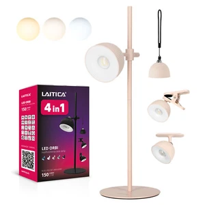 LAITICA LED ORBI 2.5W Schreibtischlampe Rosa USB-Ladestation DREI LICHTFARBEN - Bild 1 von 10