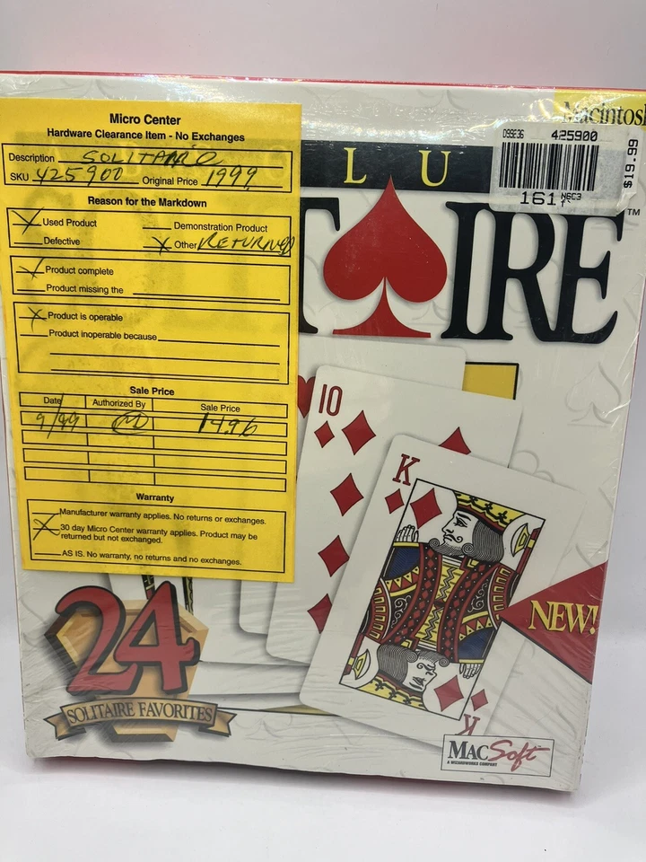 Rare vtg Sealed Box ABSOLUTE SOLITAIRE CD-ROM Apple Macintosh  card game NOS - Image 1 of 4