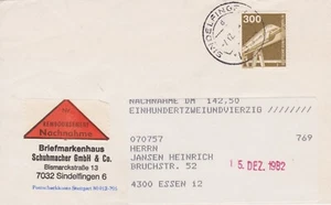 Briefstück Nachnahme mit Rundstempel Sindelfingen 1982 auf MI 1138 Magnetbahn - Bild 1 von 1
