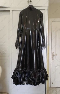 1291 Latex Gummi ruffles full long Dress one piece skirt gloves customized 0.4mm - Picture 1 of 9