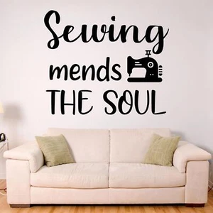 Pegatina de pared Sewing Mends The Soul calcomanía cita artesanía decoración del hogar - Imagen 1 de 36
