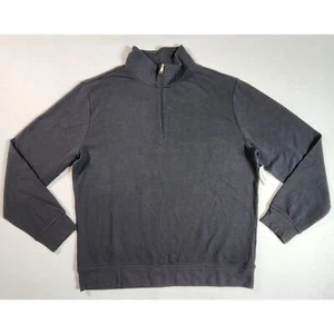 Lightweight French Terry Quarter Zip Mock Neck Sweatshirt Mens Size Large Black - Picture 1 of 6