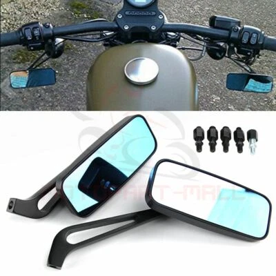 Motorcycle RECTANGLE Rear view Mirrors For Harley Cruiser Bobber Chopper DYNA - Image 1 of 4
