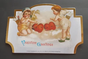 1992 B Shackman Valentine Card Stand up Attached Gift Bag Foil Medium Vintage - Picture 1 of 3