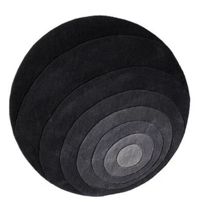 DÄNISCHER MODERNER VERNER PANTON DESIGN HANDGETUFTETE WOLLE ""LUNA"" 3' RUNDER TEPPICH DUNKELGRAU - Bild 1 von 10
