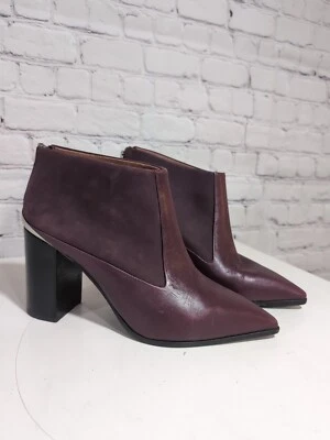 Botas de tornozelo femininas See by Chloe couro borgonha salto camurça tamanho EUA 10,5 - Imagem 1 de 4