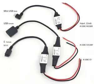Accele USBC-MUSBR cableado 12 voltios a mini USB w / macho extremo 5V / 2A 12v adaptador - Imagen 1 de 3