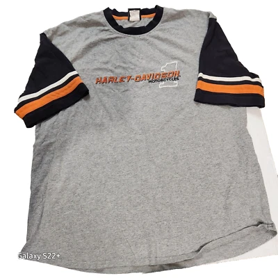 CAMISETA HARLEY DAVIDSON MOTO HOMBRE Talla XL Gris RAYAS Mankato MN De colección Foto 1 de 4