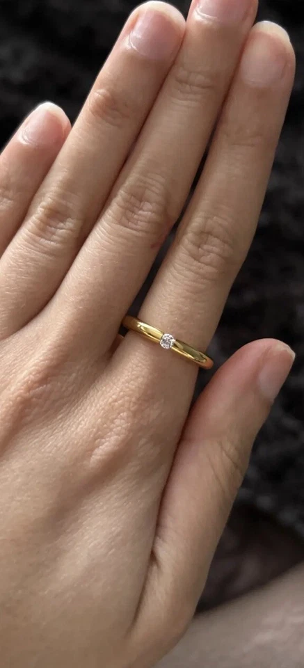 Anillo apilable Anthropologie 18K diamante flotante resistente al deslustre ¡Francia! Foto 1 de 3