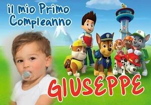 Striscione Banner COMPLEANNO PAW PATROL PERSONALIZZATO CON TEMI foto nome Feste - Foto 1 di 1