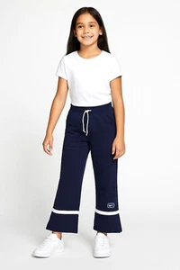 Vintage Y2K NIKE Sweatpants Youth Girls Medium 10-12 Blue Stretch Flared Leg - Picture 1 of 15