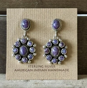 Charoite ~ Post-Back Earrings By Linda Yazzie - Picture 1 of 1