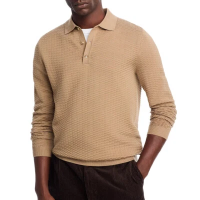 Suéter Polo Hugo Boss Para Hombre Manga Larga BOSS Diluigi Tejido Texturizado Beige Abierto Foto 1 de 4