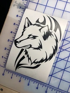 2 Wolf Tribal Head Art Husky Suv Car Window Laptop Decal Sticker Truck Suv - Picture 1 of 16