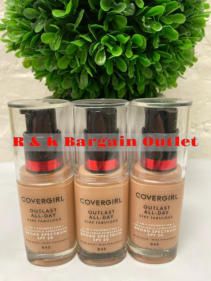 COVERGIRL OUTLAST Stay Fabulous 3-IN-1 Foundation 845 Warm Beige ~ Lot Of 3 PCs - Image 1 of 1