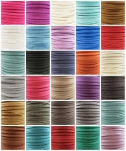 10 METRES OF 3mm FLAT FAUX SUEDE CORD STRINGING DREAMCATCHERS * 26 COLOURS* UK - Picture 1 of 33