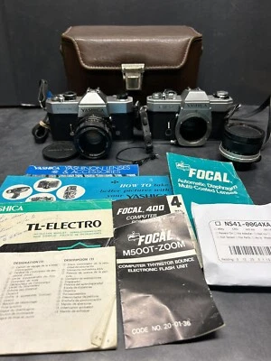 Yashica Lot Of 2 Cameras TL-Electro 35mm & FX-2  With Lens Manual Bag - Image 1 of 4