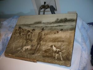Vintage print on canvas   Edmund Osthaus hunting dogs hunters black boy w/mules 
