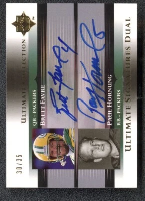 2005 Ultimate Collection Brett Favre Paul Hornung Signatures Dual Auto /35 #DSFH - Image 1 of 2