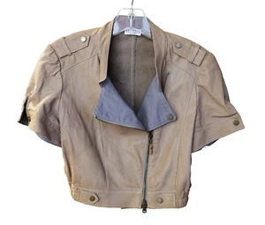 Brunello Cucinelli Cropped Leather Jacket, Beige, Pre-owned - Picture 1 of 2