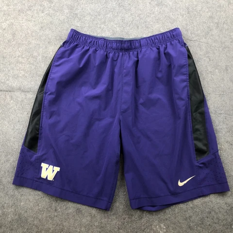 Washington Huskies Shorts Mens Large Purple Logo Nike Team Issued Drawstring 11" Cover