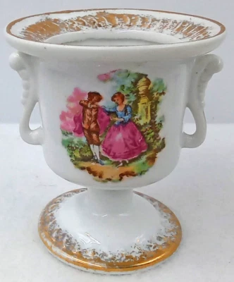 Ухаживание пара миниатюрная урна ваза держатель фигурка белое золото цветочный Японии винтажный - Изображение 1 из 4