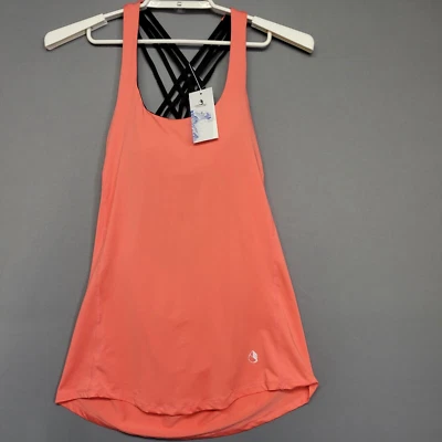 Icyzone Athletic Strappy Top Womens M Orange Black Built In Bra Slouch Back New - Image 1 of 4