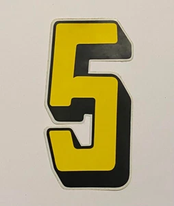 NOS BMX Motocross number plate number 5 Yellow vintage oldschool Type 1 - Foto 1 di 1