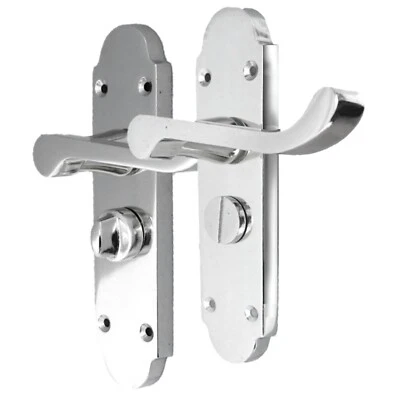 Epsom Privacy Victorian Scroll Bathroom Lock Door Handle Chrome Polish Internal - Image 1 of 4