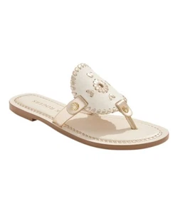 Jack Rogers® Collins Flat Sandal, in Ivory/Platinum, Size 10, New in Box! - Picture 1 of 9