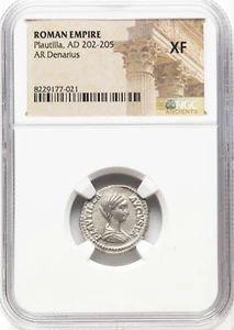 Roman Empire - Plautilla - AD 202-205 - Silver Denarius - NGC XF - Picture 1 of 6