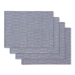 Honeycomb Modern Farmhouse Reversible Placemat 4-Pack Set Blue 13"x17.5" - Picture 1 of 6