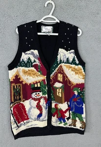 Private Collection Carolina Colours Christmas sweater vest women small button up - Picture 1 of 11