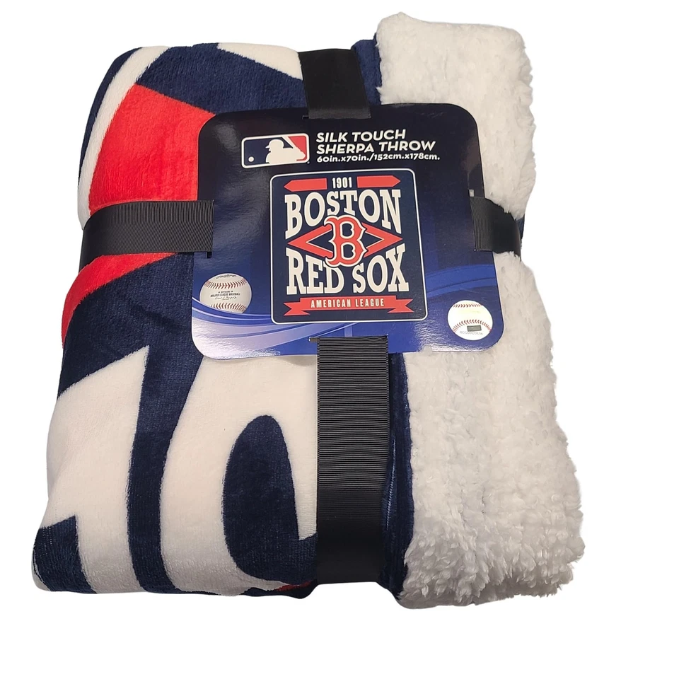 Extra Large Silk Touch Plush Sherpa Throw Blanket, 60" x 70" (Boston Red Sox) - Image 1 of 3